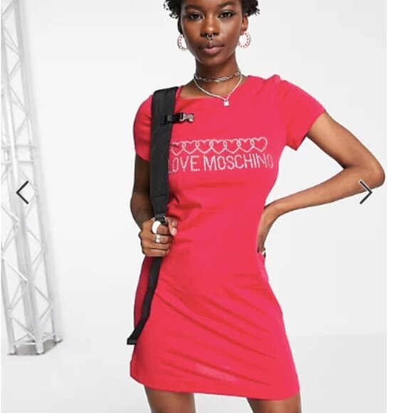 Love Moschino Crystal Logo Mini Dress size US 6 - Picture 1 of 10